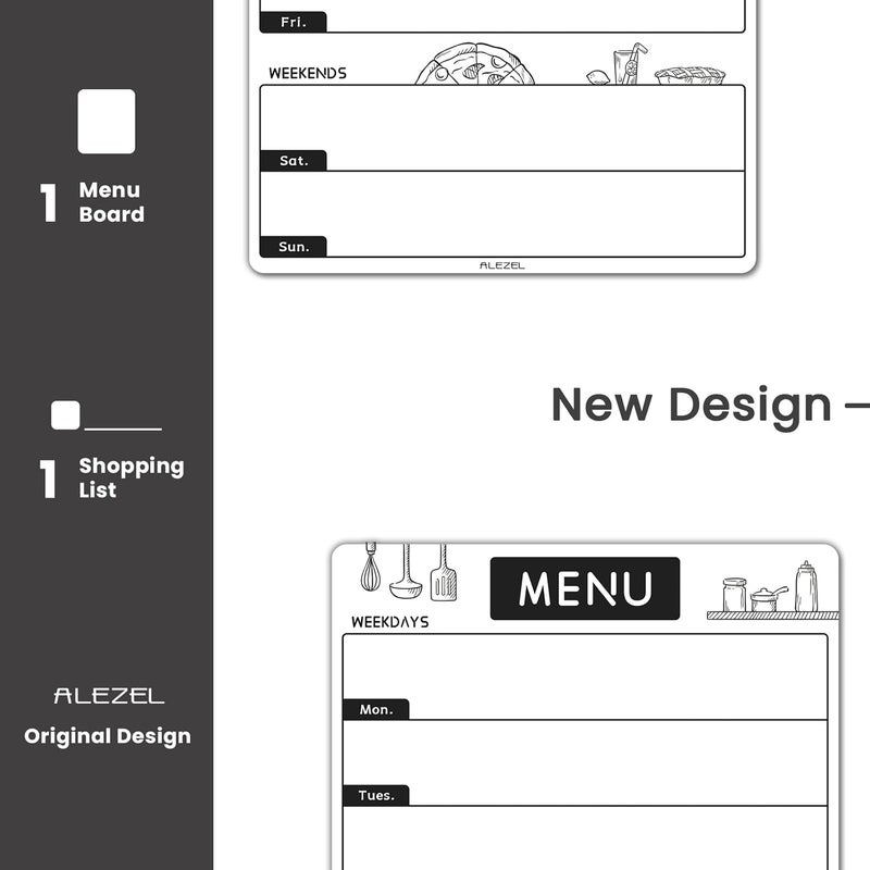 ALEZEL Magnetic Dry Erase Menu Board for Fridge, Weekly Meal Planner Whiteboard Set for Kitchen Refrigerator - Includes 1 Grocery List, 3 Markers + Eraser - Image 2